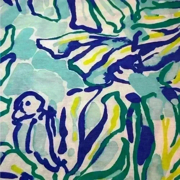 Women’s Lilly Pulitzer Blue Tropical Print Tank Top - 100% Pima Cotton - Sz XS - Picture 8 of 10